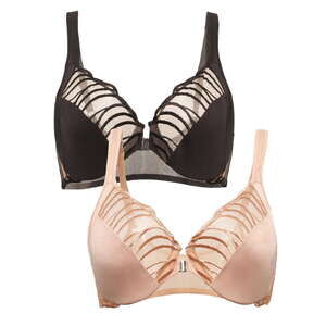 Felina Angie Front Close Minimizer Bra 2-Pack Size 38DDDBlack Warm Neutral / 38D